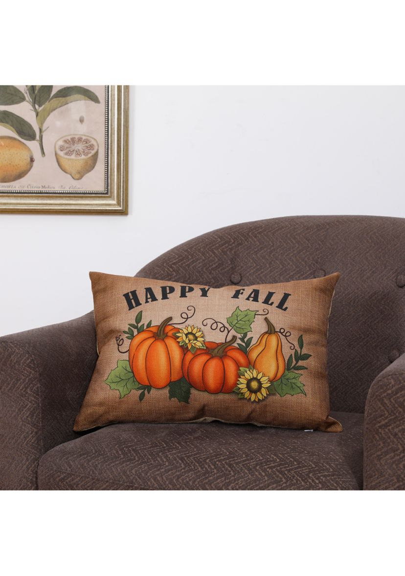 18 Inch Faux Burlap Fall Pumpkin Pillow