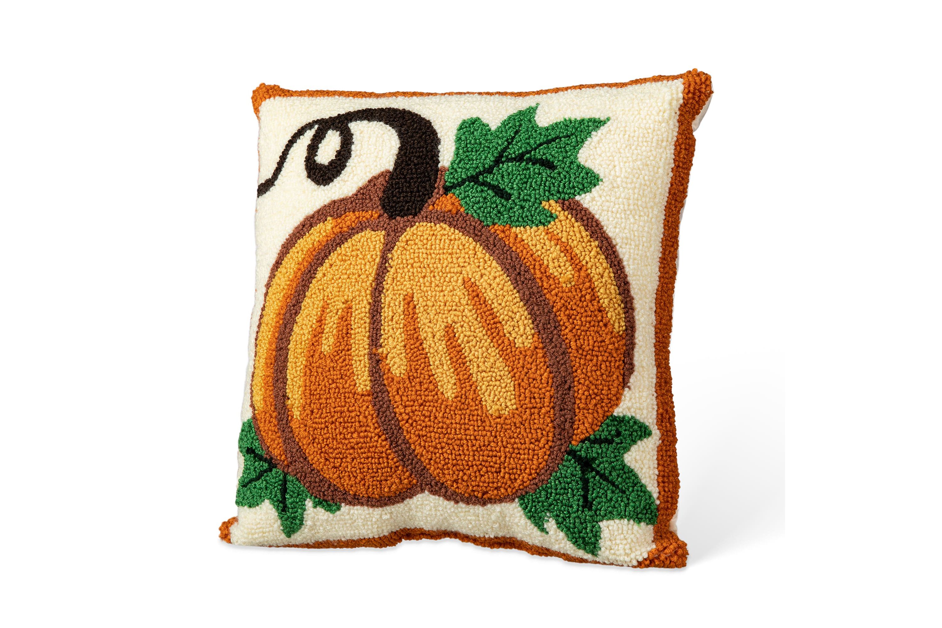 14H Fall Hooked Pumpkin  Pillow