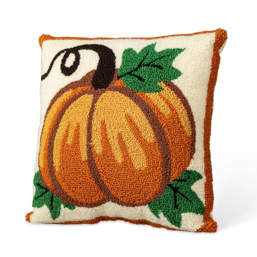 14H Fall Hooked Pumpkin  Pillow