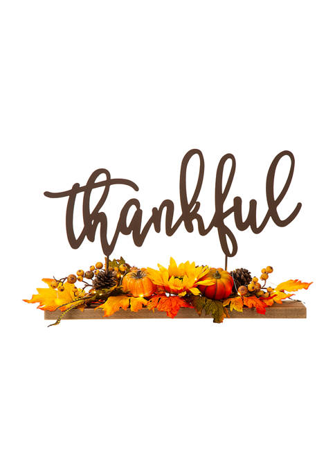 Glitzhome 24 Inch Lighted Metal &quot;Thankful&quot; Table