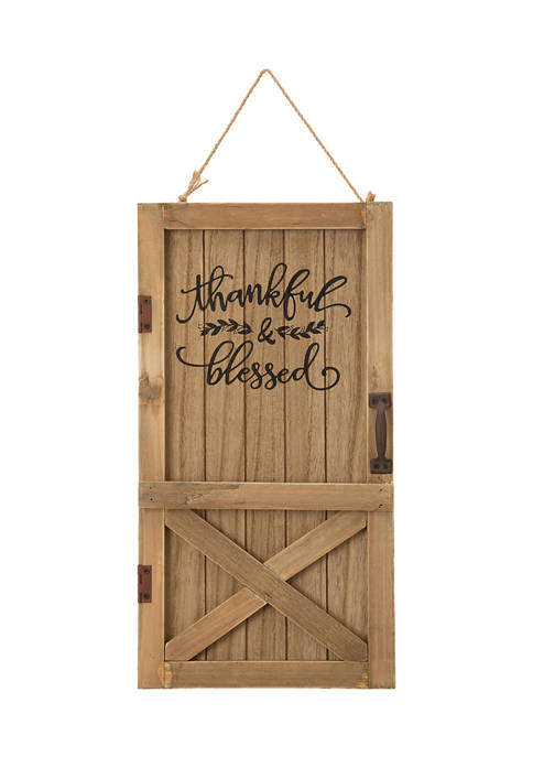 Glitzhome Natural Wooden Thanksgiving Barn Door Wall D&eacute;cor