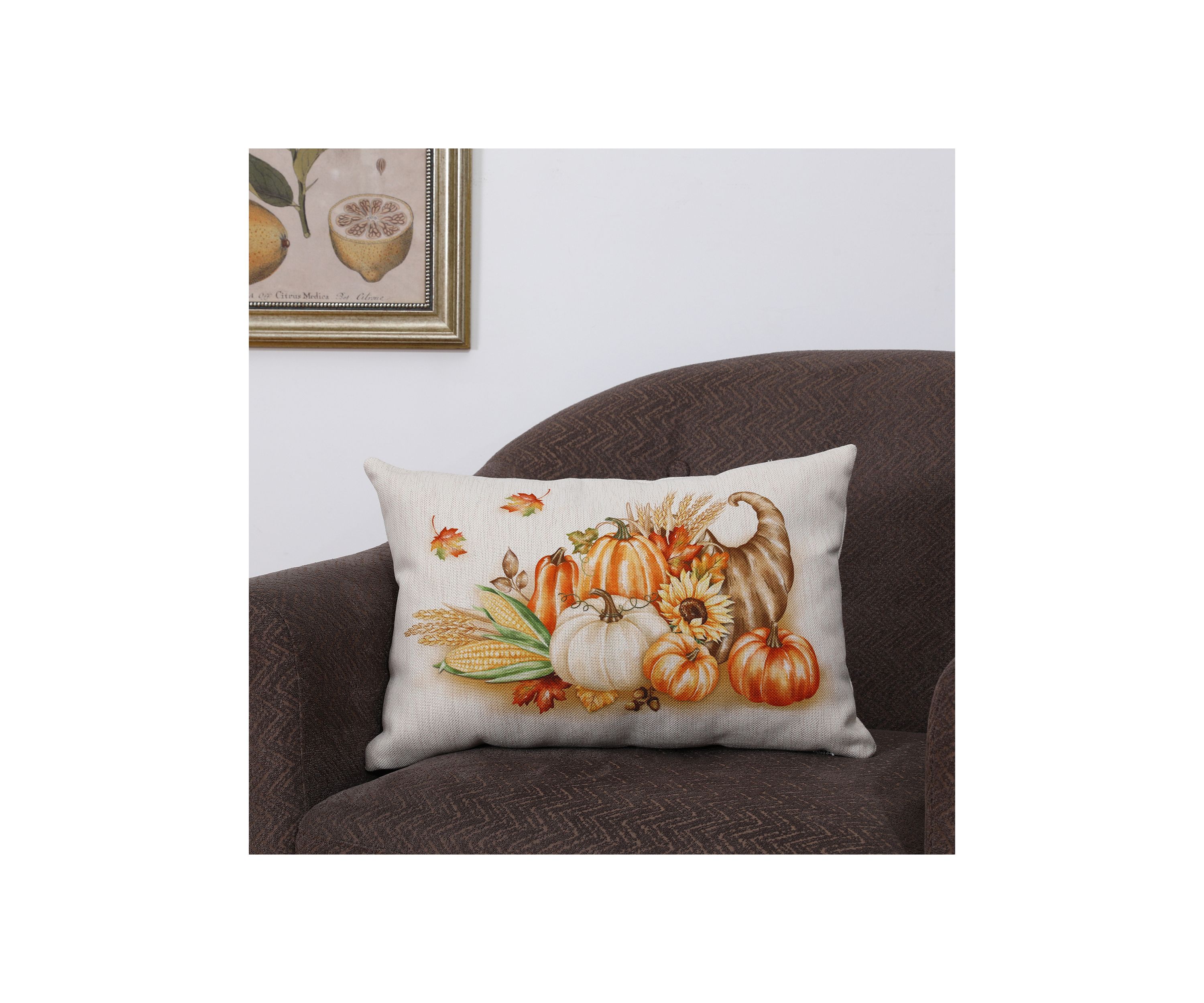 Faux Burlap Thanksgiving Croissant Pillow