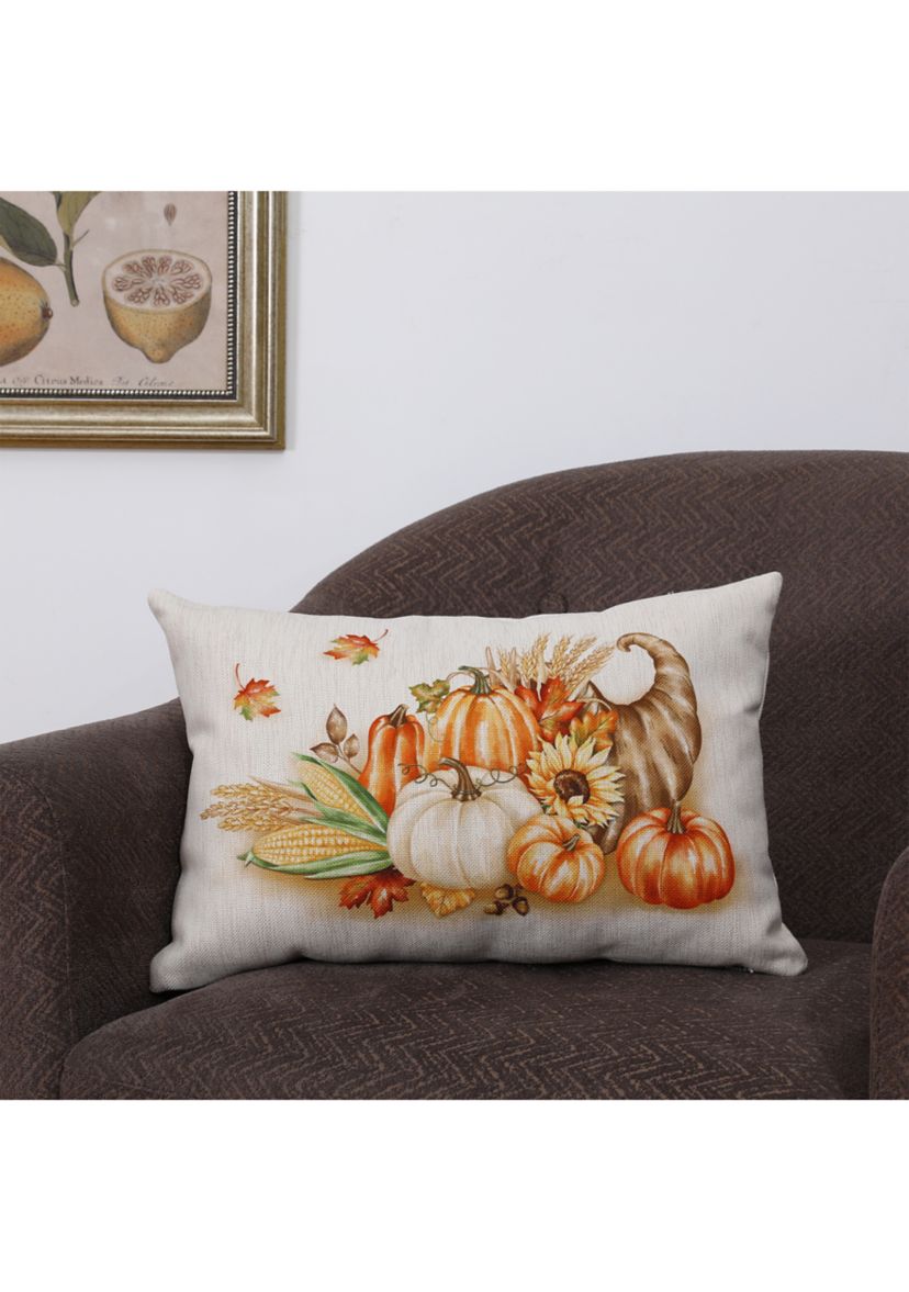 Faux Burlap Thanksgiving Croissant Pillow