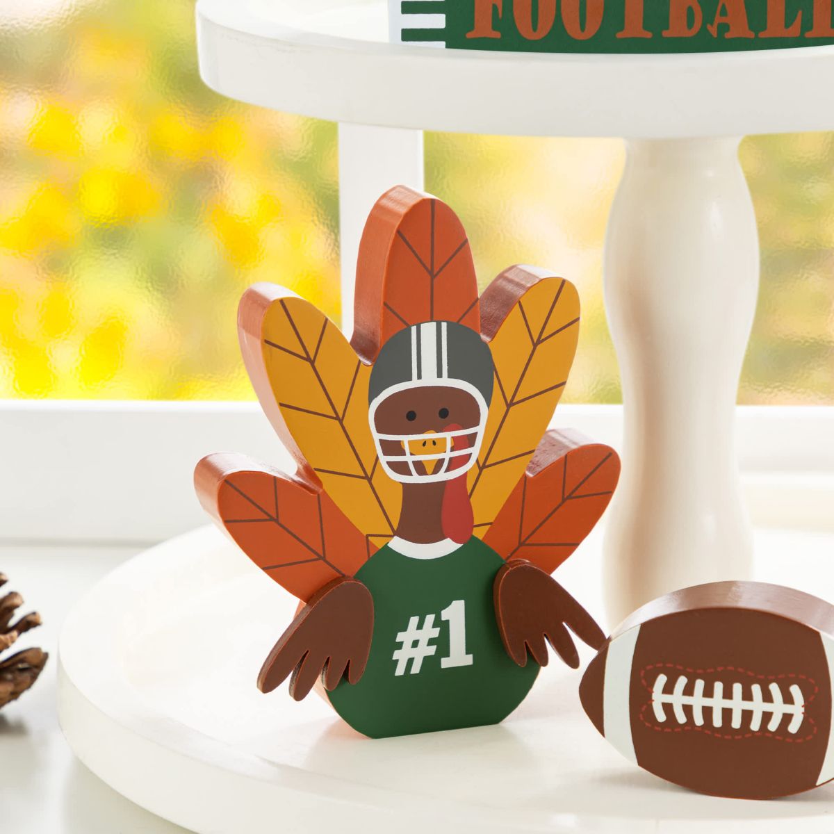 5.75"H S/4 Thanksgiving Wooden Turkey Table Decor Set