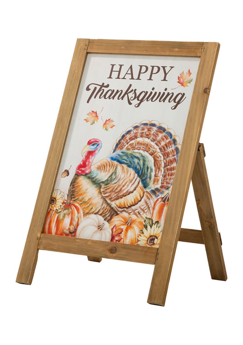 Thanksgiving Wooden Turkey Easel Porch Sign