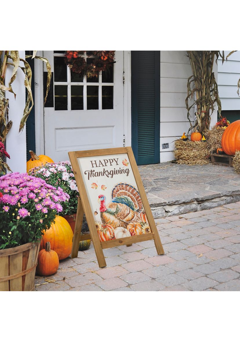 Thanksgiving Wooden Turkey Easel Porch Sign