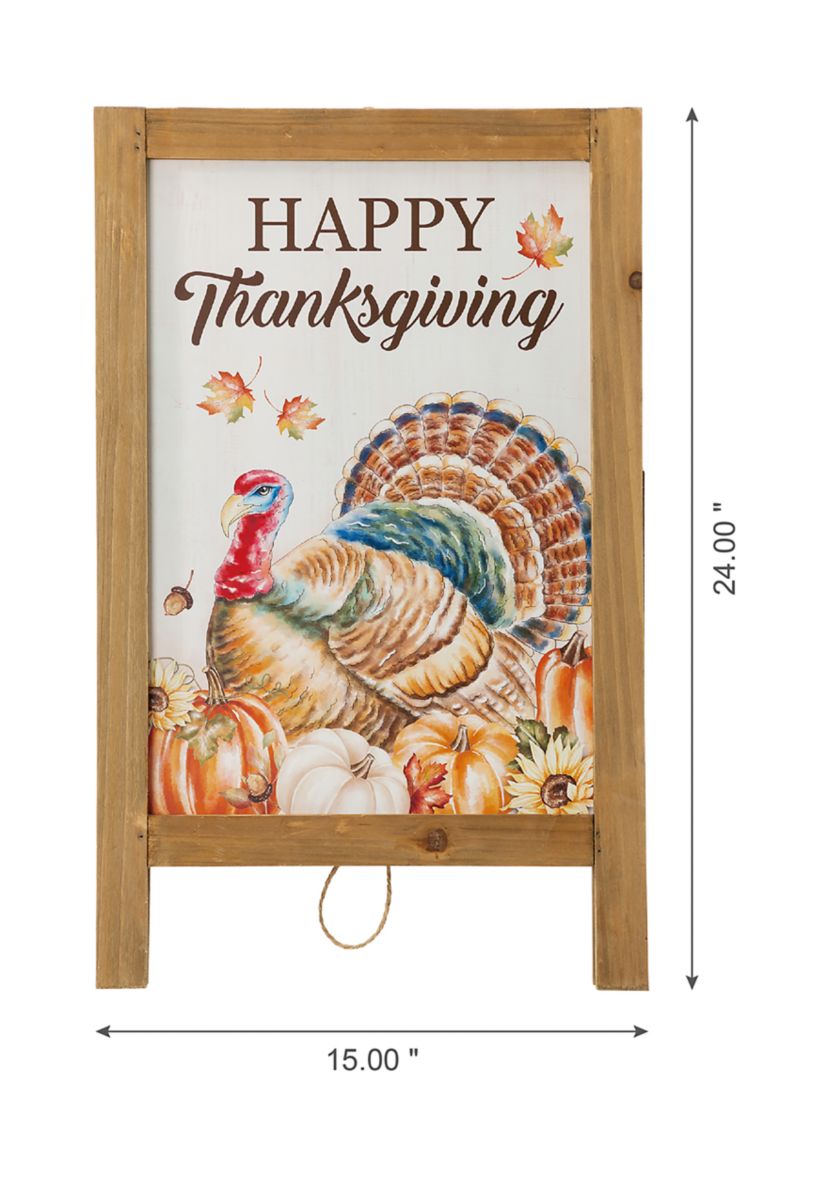 Thanksgiving Wooden Turkey Easel Porch Sign