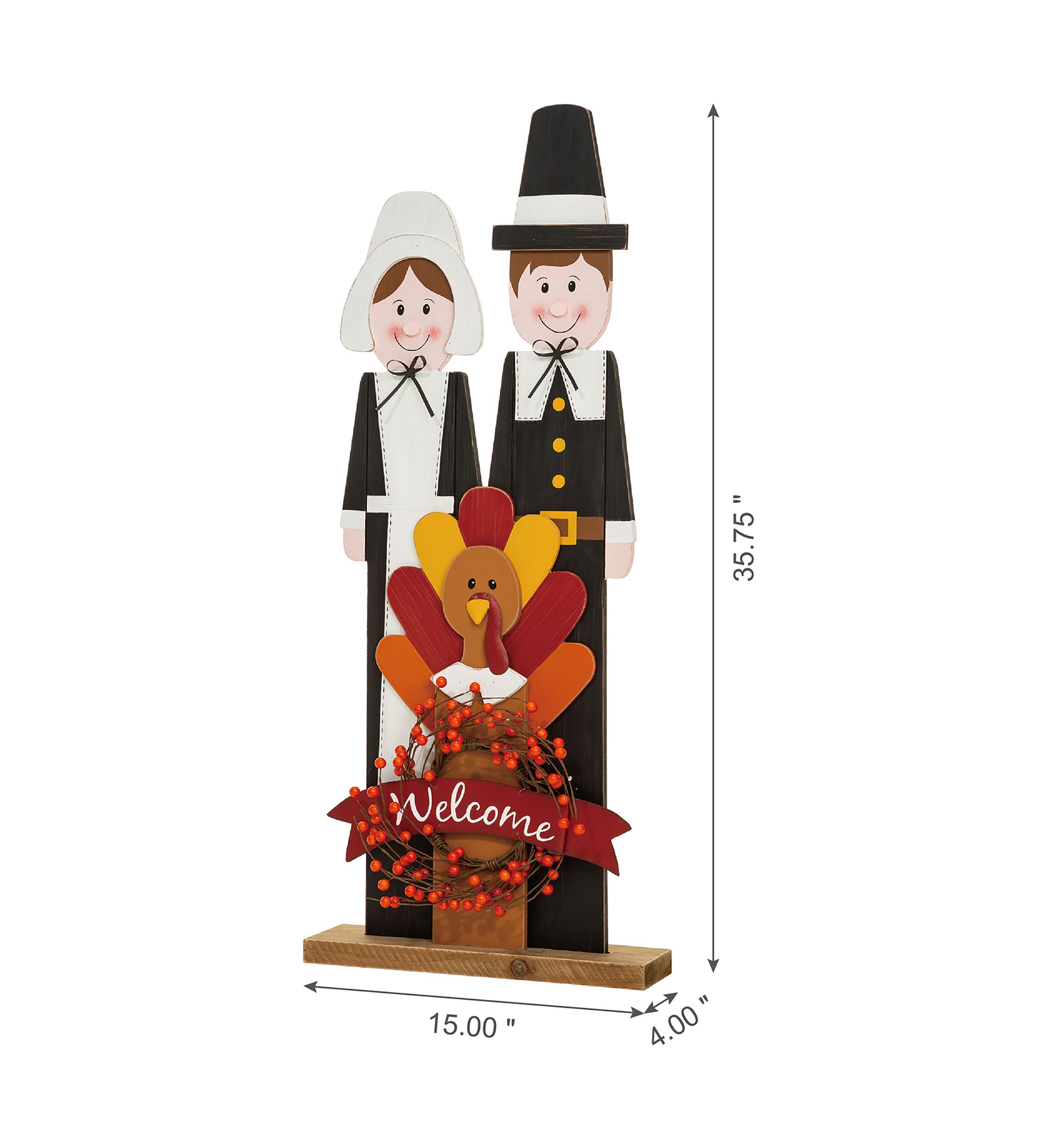 Thanksgiving Wooden Pilgrim Couple Porch Décor