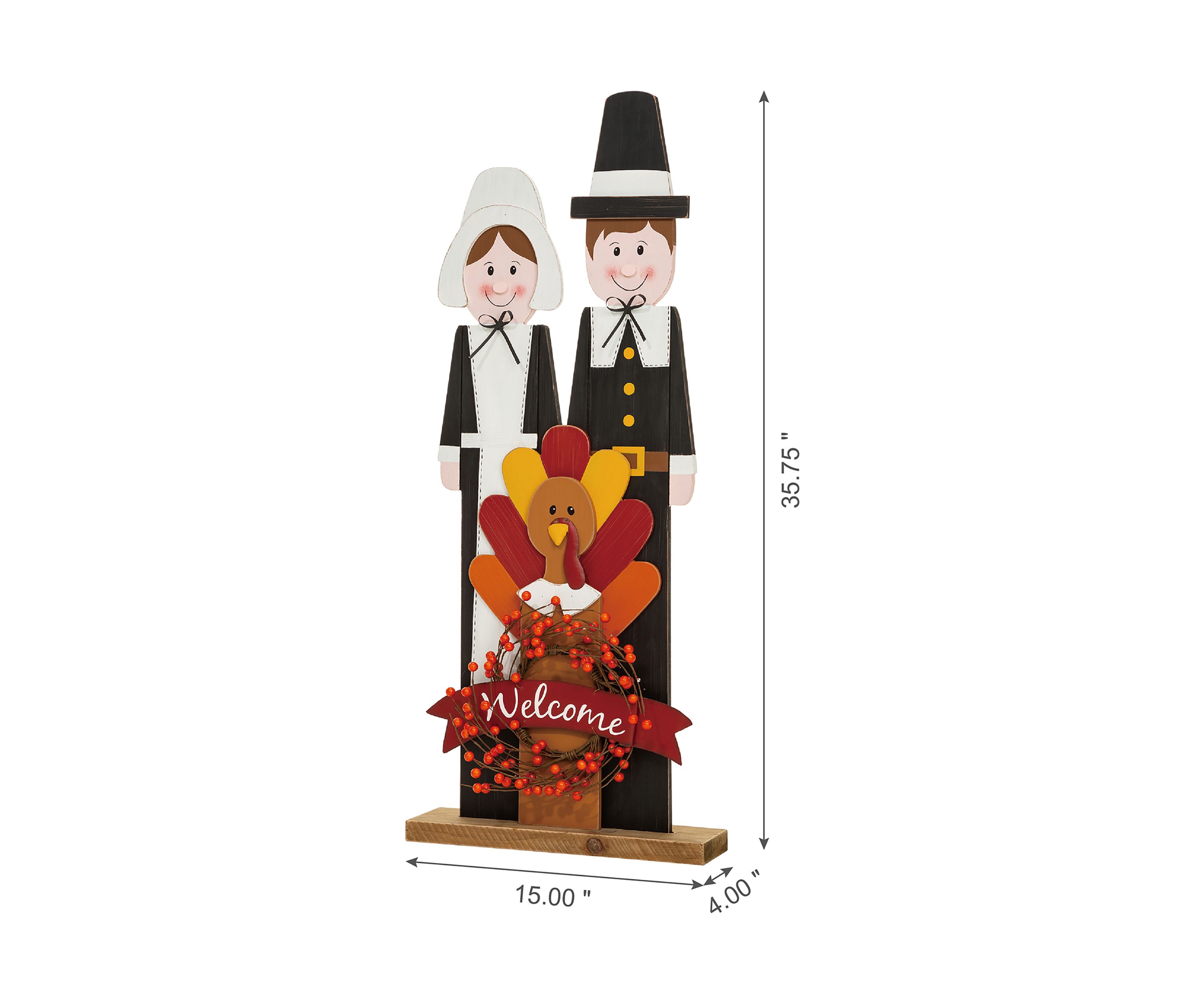 Thanksgiving Wooden Pilgrim Couple Porch Décor