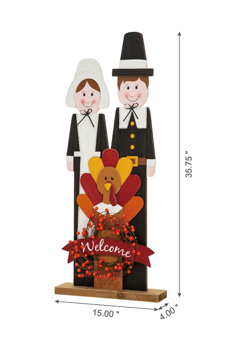 Thanksgiving Wooden Pilgrim Couple Porch Décor