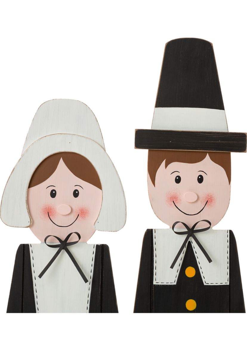 Thanksgiving Wooden Pilgrim Couple Porch Décor