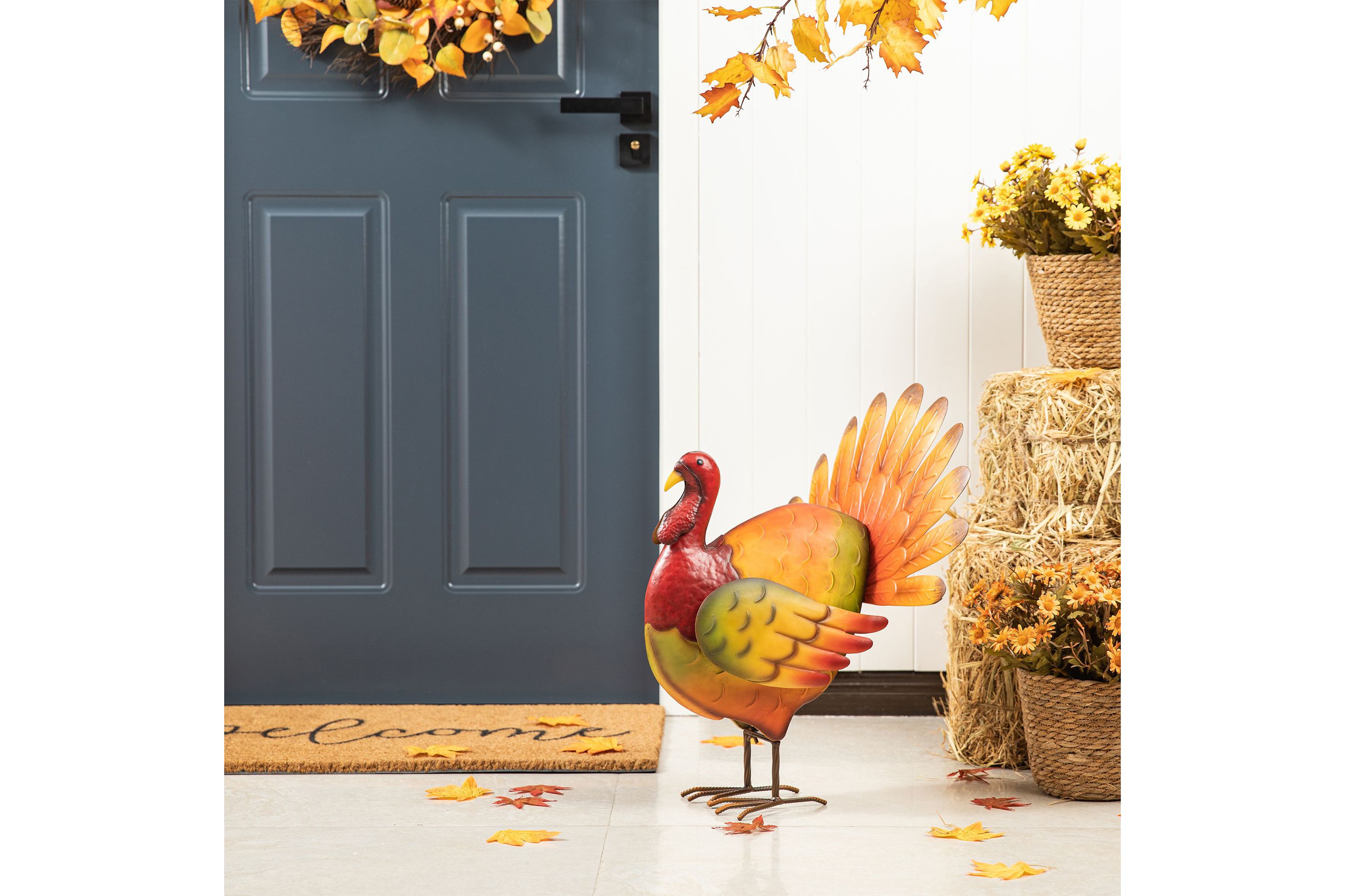21.5"H Thanksgiving Metal Turkey Porch Decor