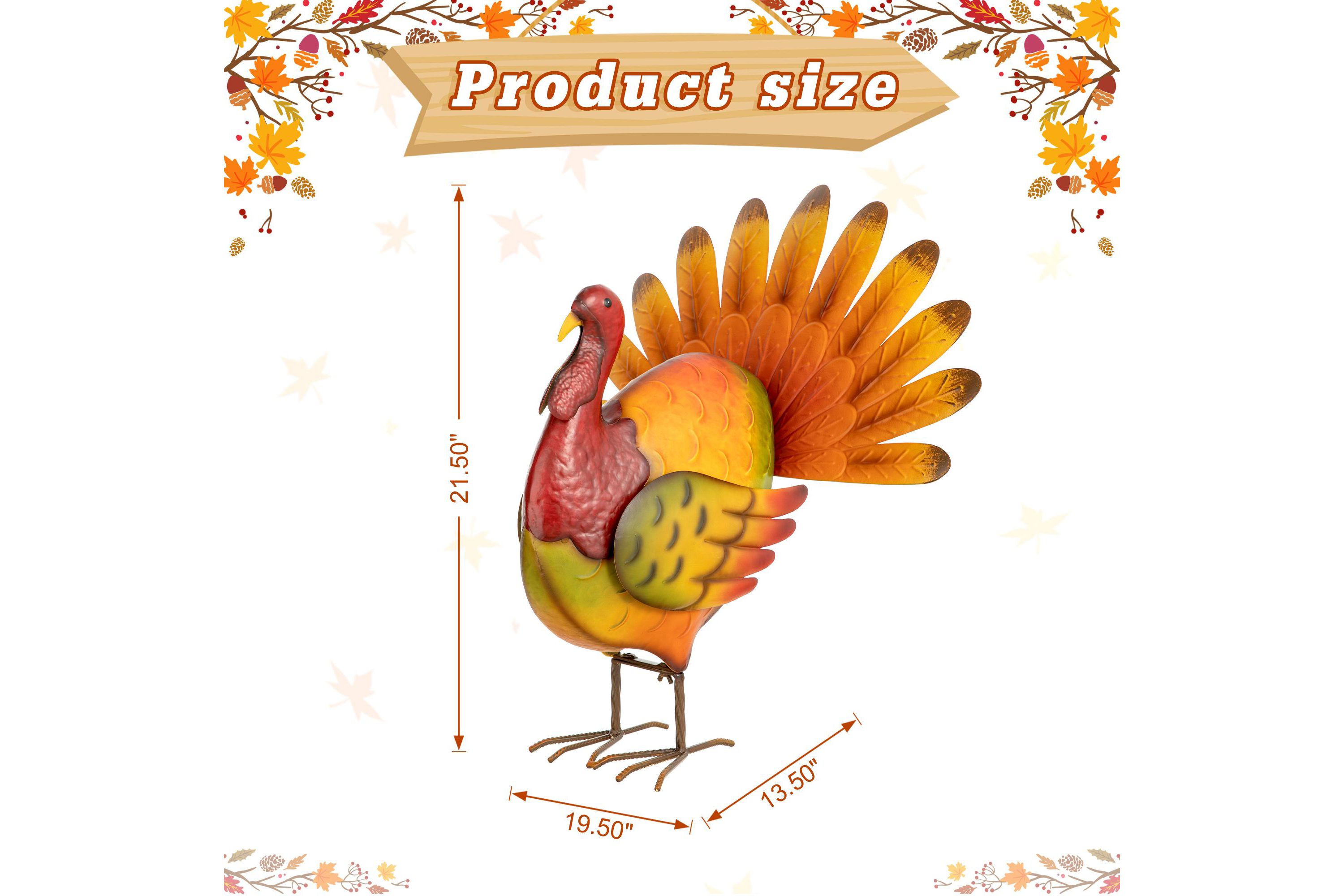 21.5"H Thanksgiving Metal Turkey Porch Decor