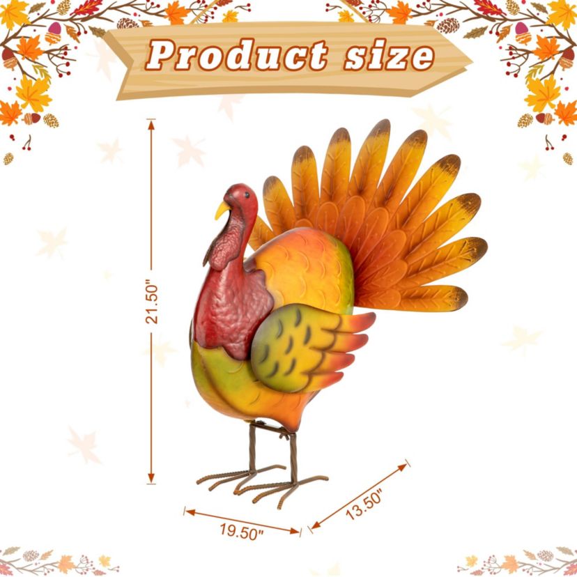 21.5"H Thanksgiving Metal Turkey Porch Decor