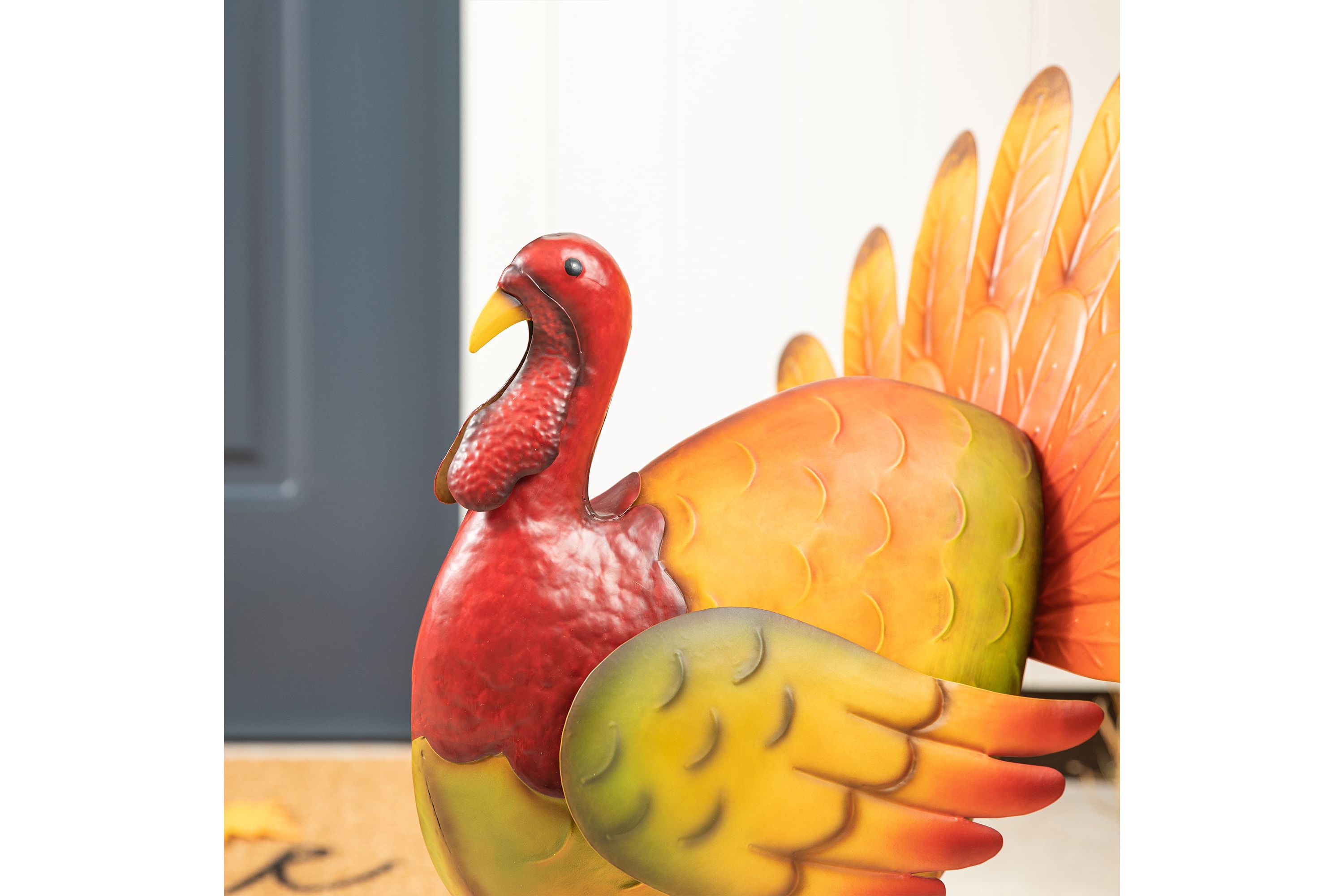 21.5"H Thanksgiving Metal Turkey Porch Decor