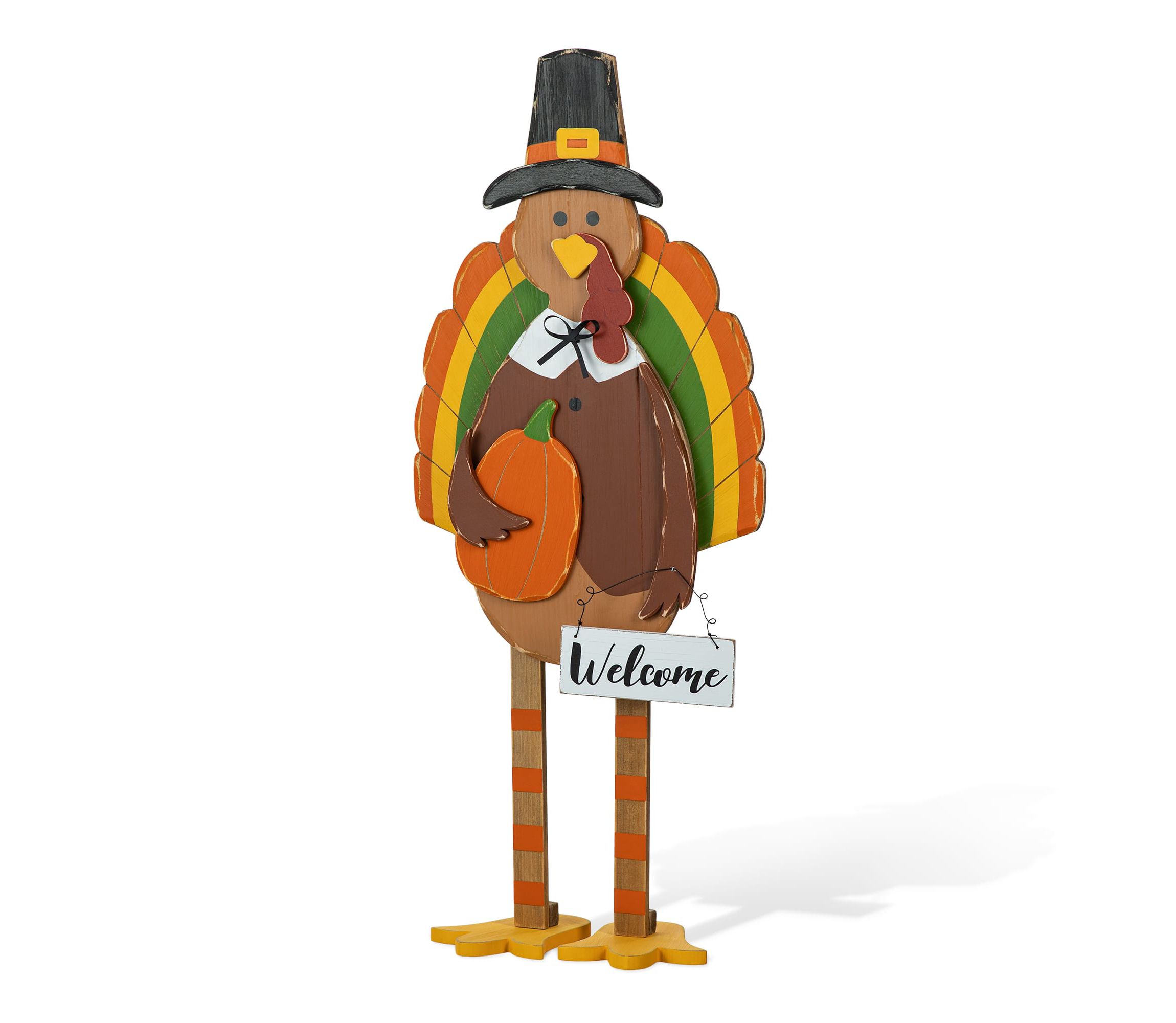 30.25"H Thanksgiving Wooden Turkey Porch Decor