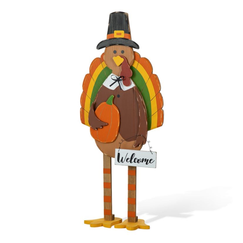 30.25"H Thanksgiving Wooden Turkey Porch Decor