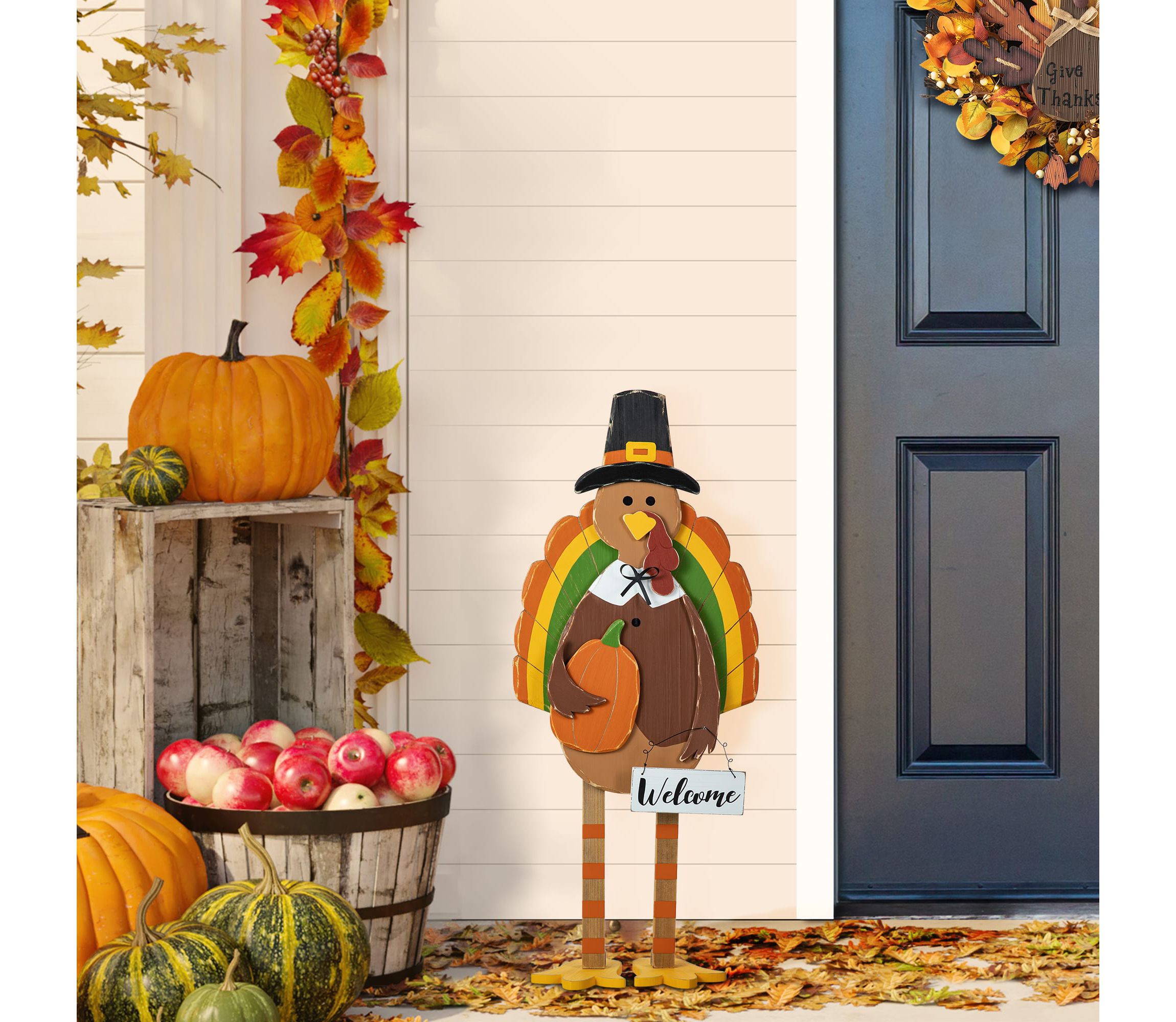 30.25"H Thanksgiving Wooden Turkey Porch Decor