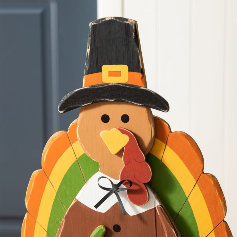 30.25"H Thanksgiving Wooden Turkey Porch Decor