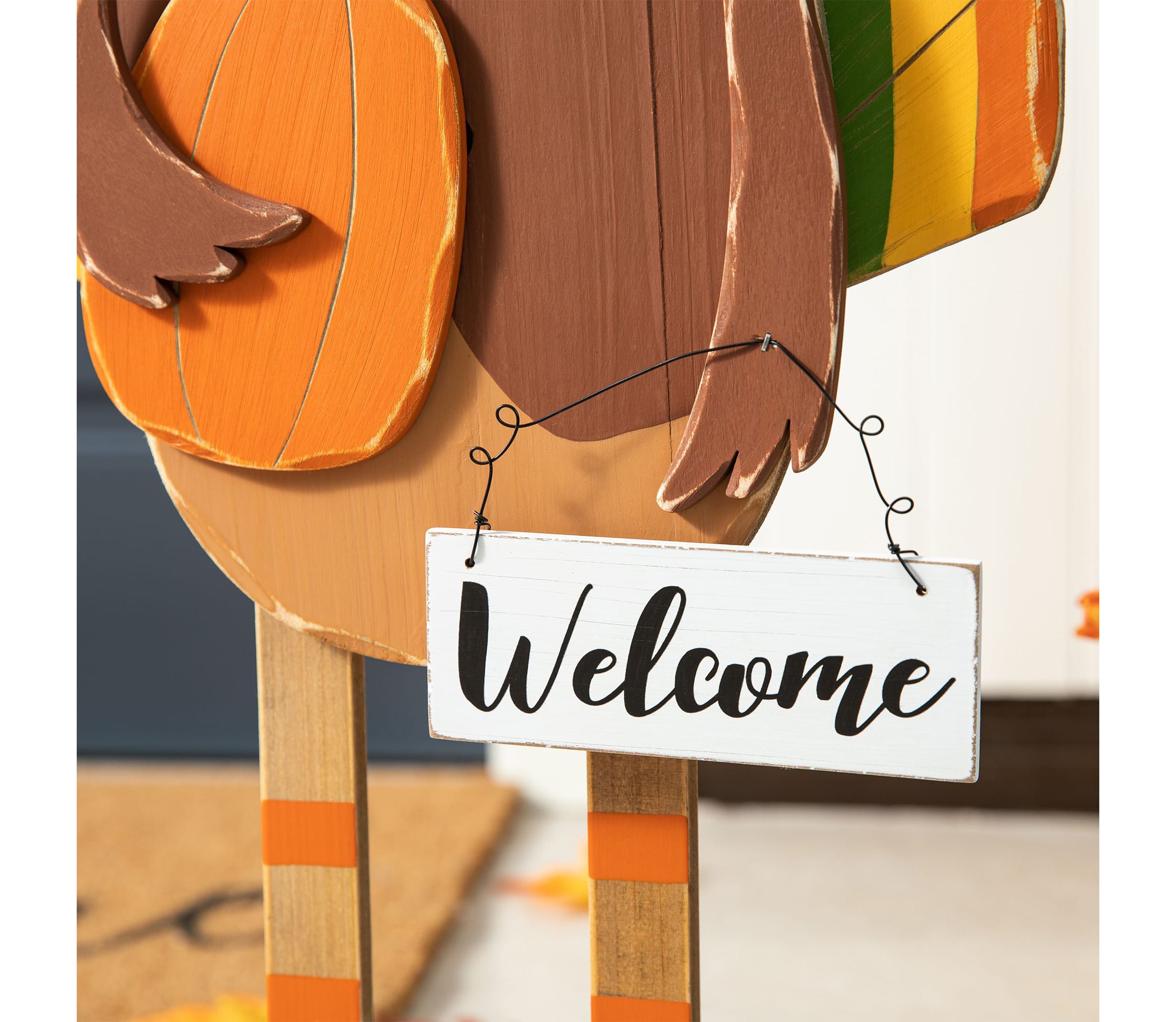30.25"H Thanksgiving Wooden Turkey Porch Decor