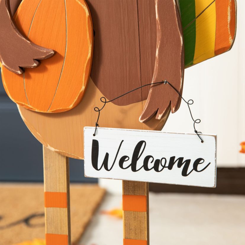 30.25"H Thanksgiving Wooden Turkey Porch Decor