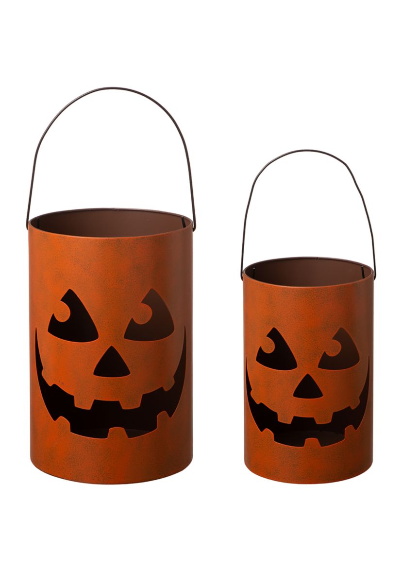 Set of 2 Halloween Jack O Lantern Bucket