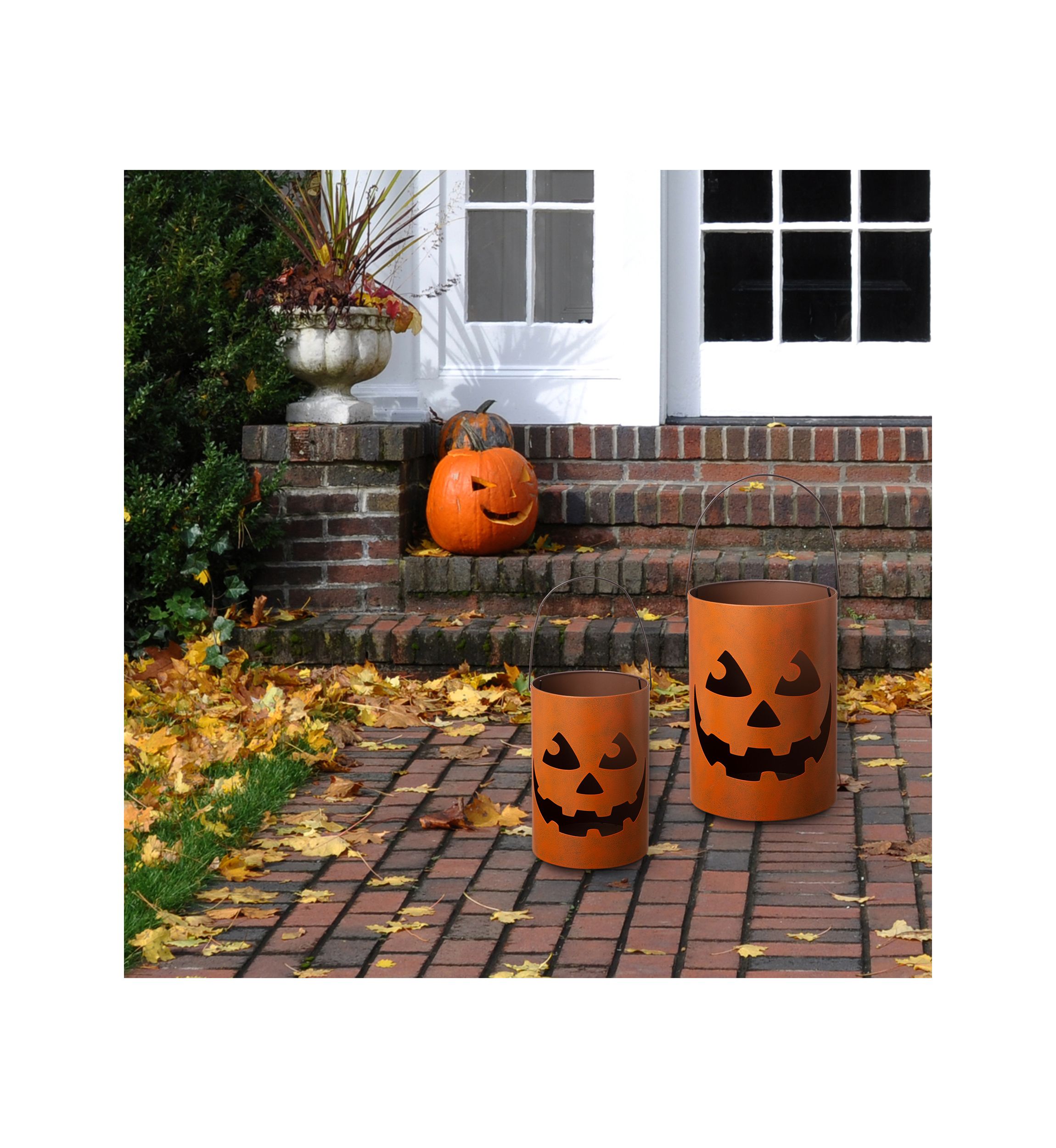 Set of 2 Halloween Jack O Lantern Bucket