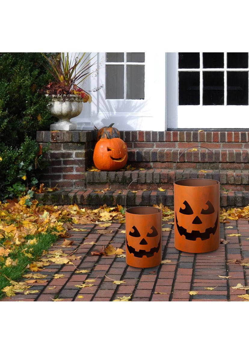 Set of 2 Halloween Jack O Lantern Bucket