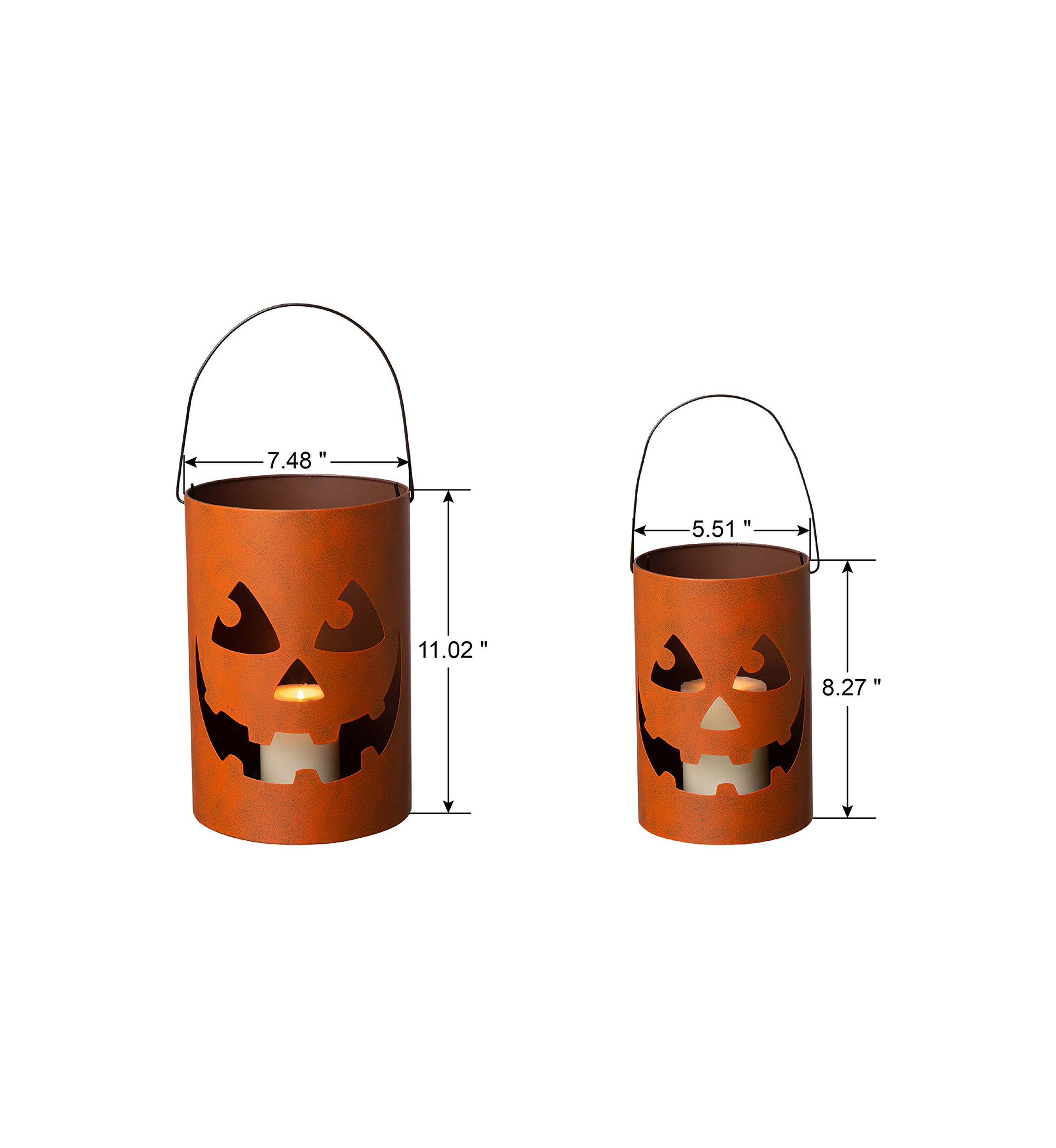 Set of 2 Halloween Jack O Lantern Bucket