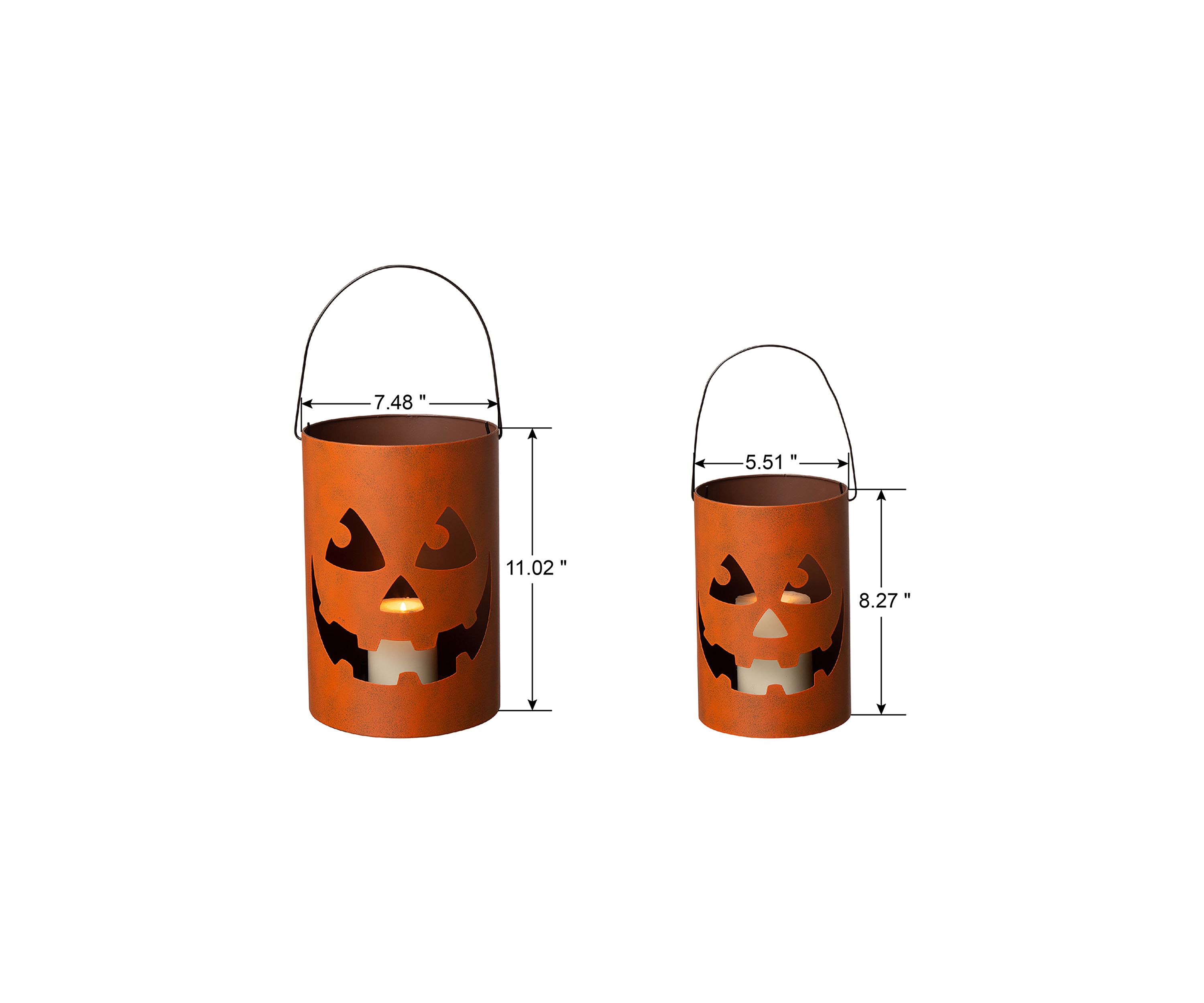 Set of 2 Halloween Jack O Lantern Bucket