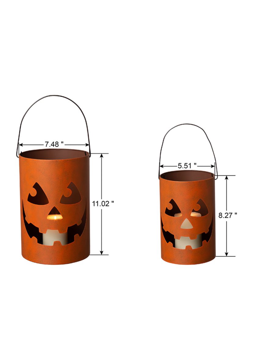 Set of 2 Halloween Jack O Lantern Bucket