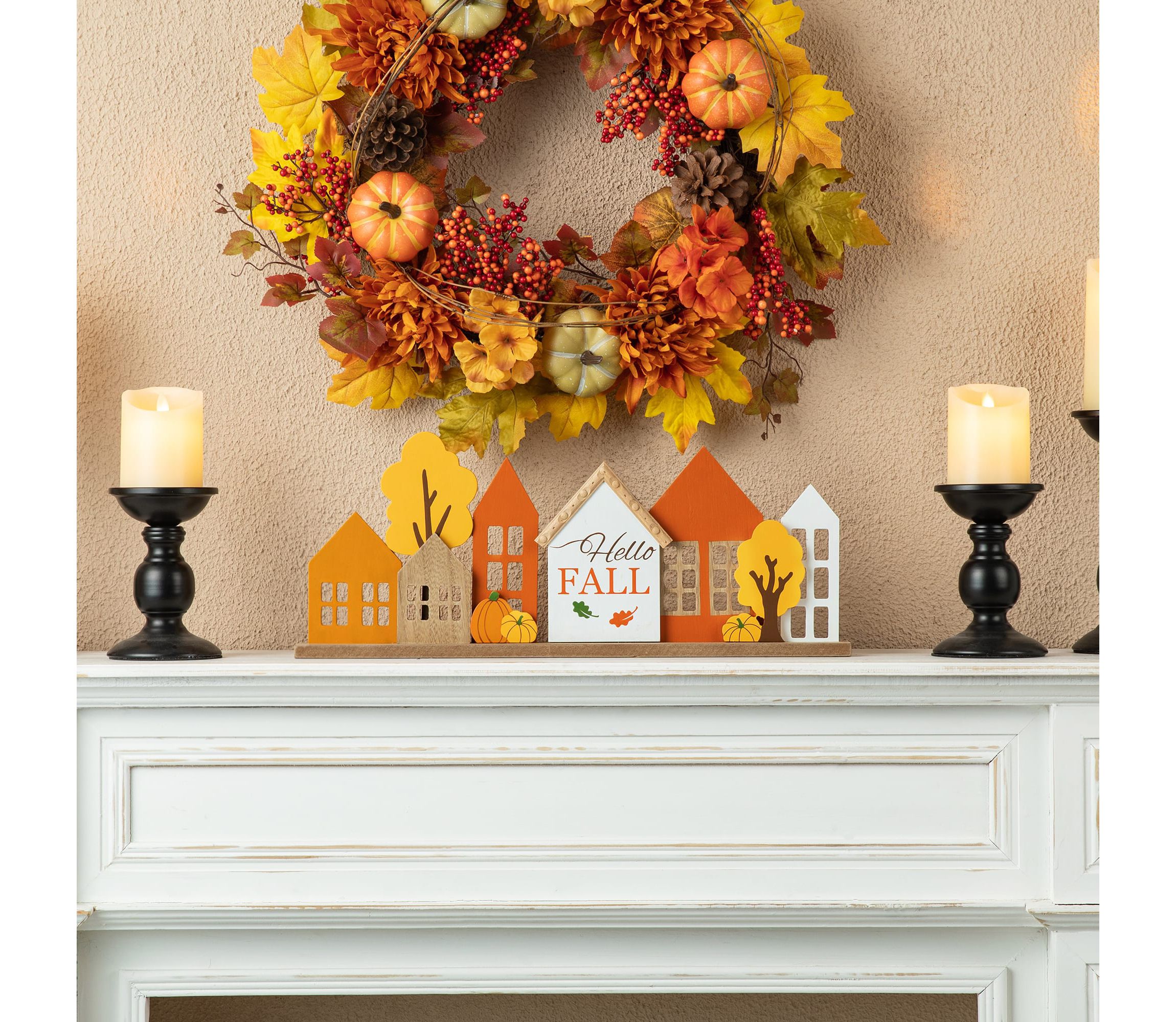 20"L Fall Wooden House Table Décor