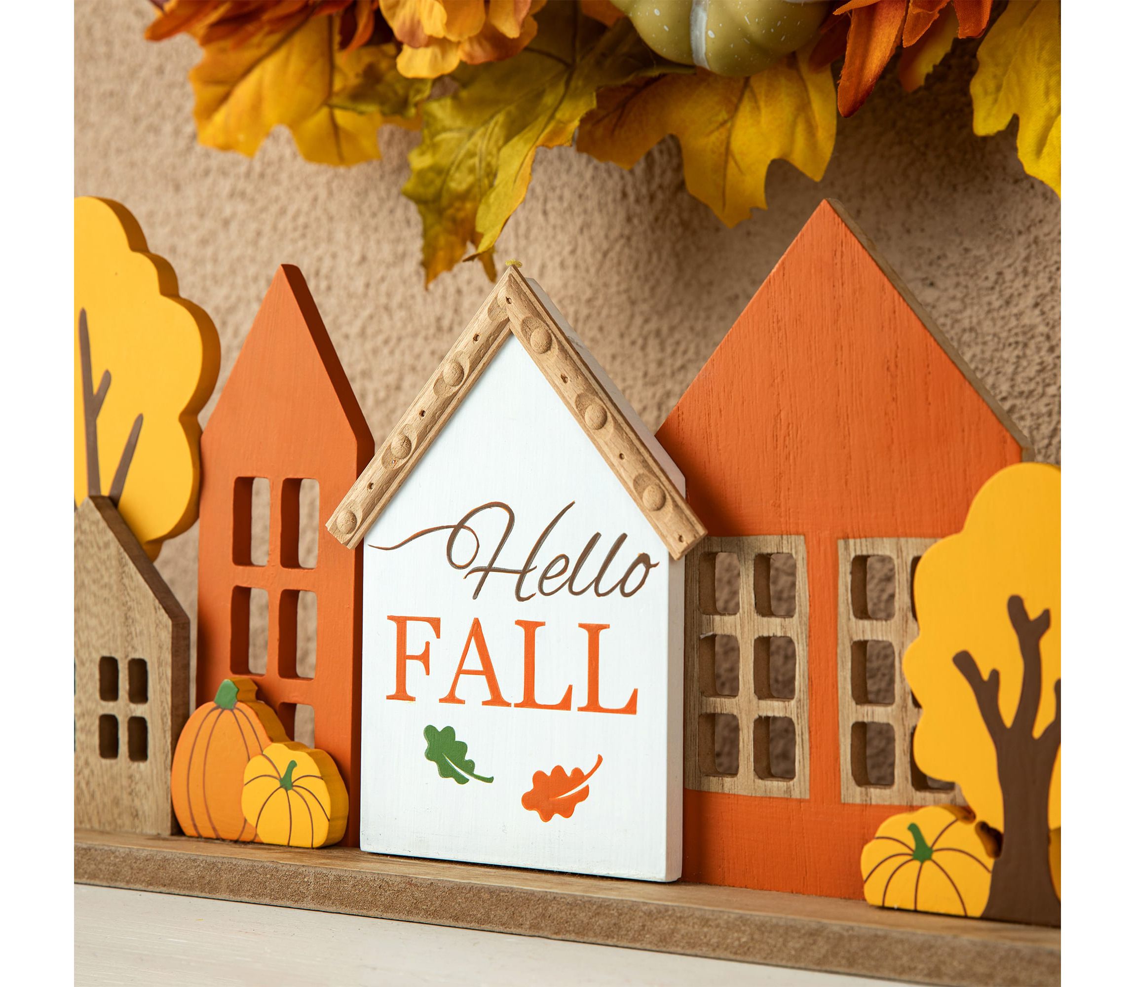 20"L Fall Wooden House Table Décor