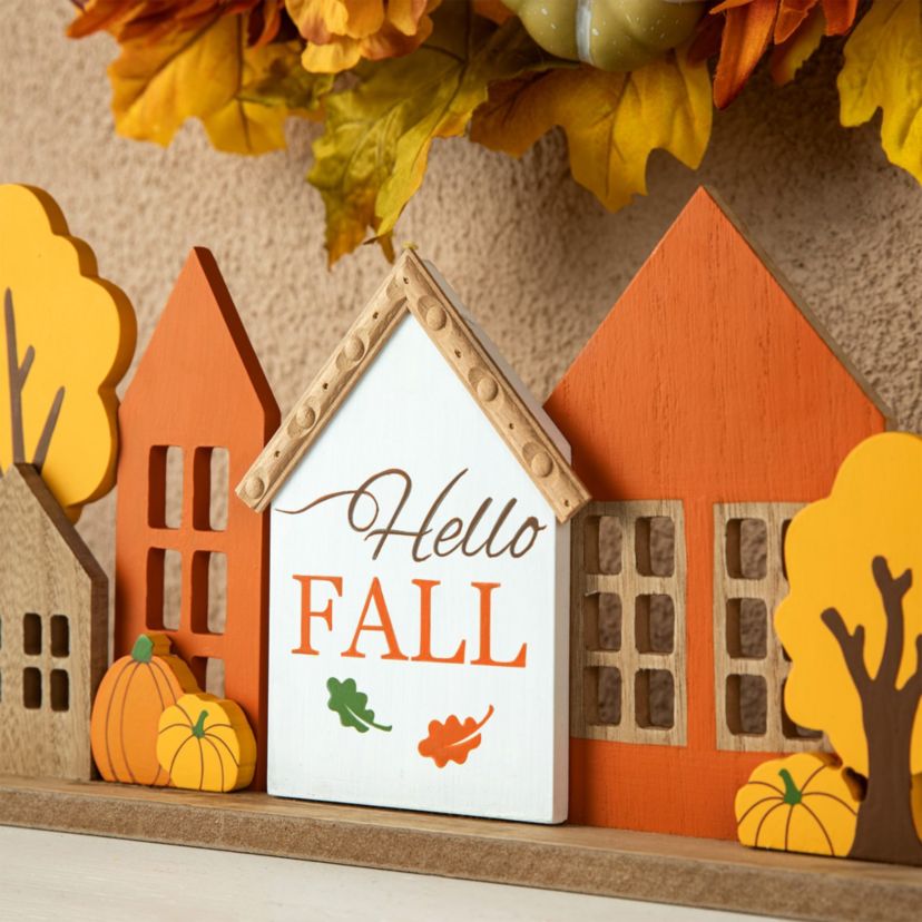 20"L Fall Wooden House Table Décor