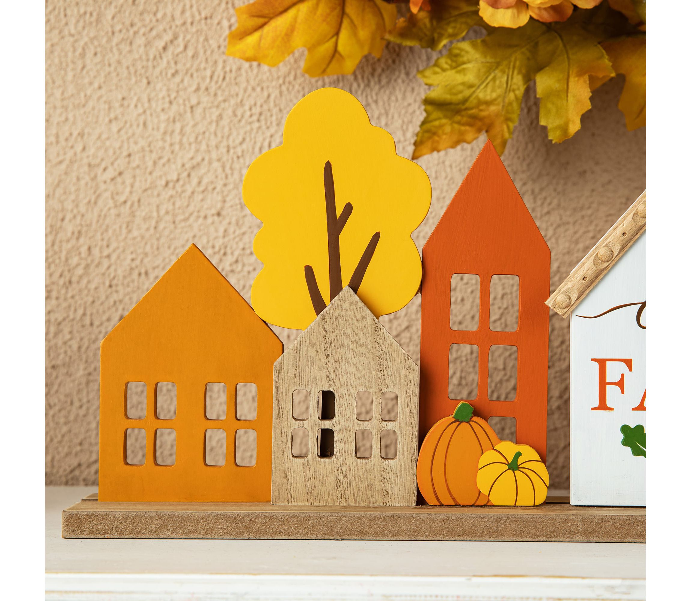 20"L Fall Wooden House Table Décor