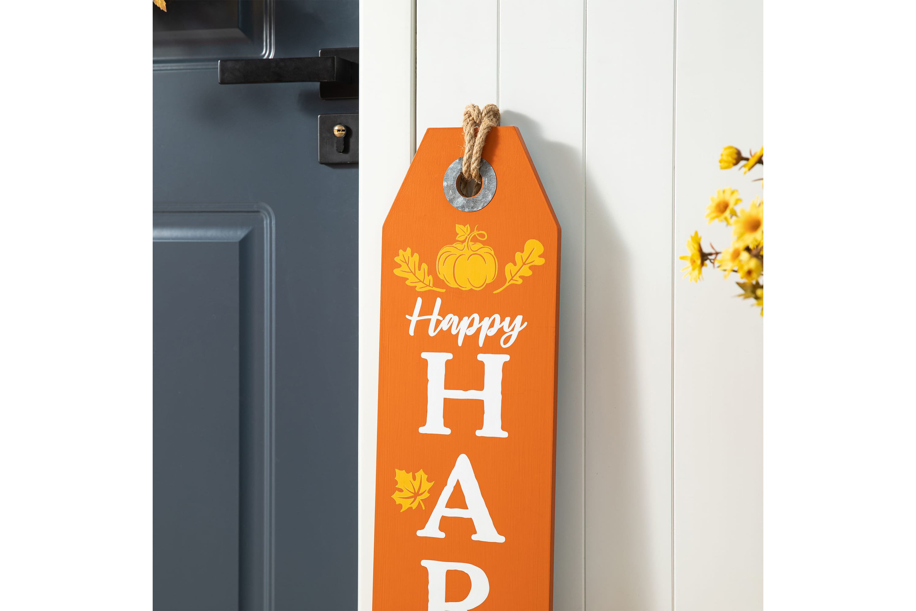 35.5"H Fall and Halloween Wooden Reversible Tag Porch Sign