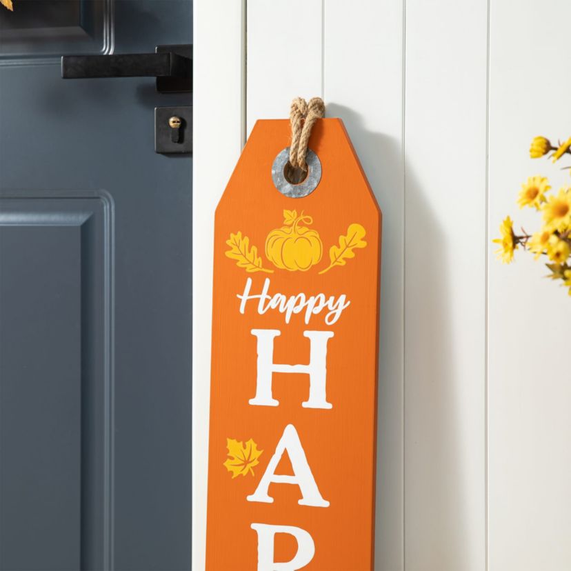 35.5"H Fall and Halloween Wooden Reversible Tag Porch Sign
