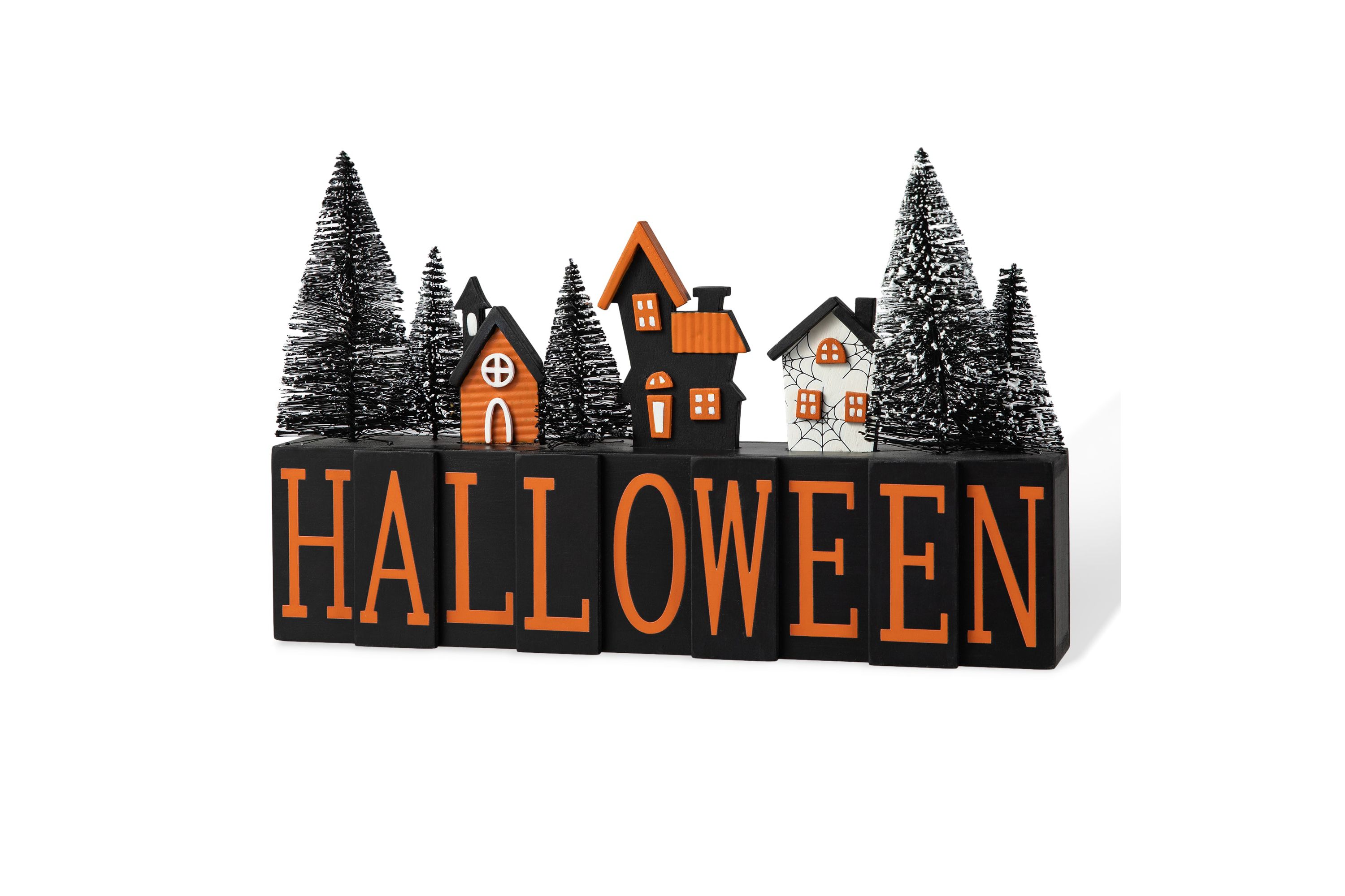 14"L Halloween Wooden "HALLOWEEN" Haunted House Table Sign