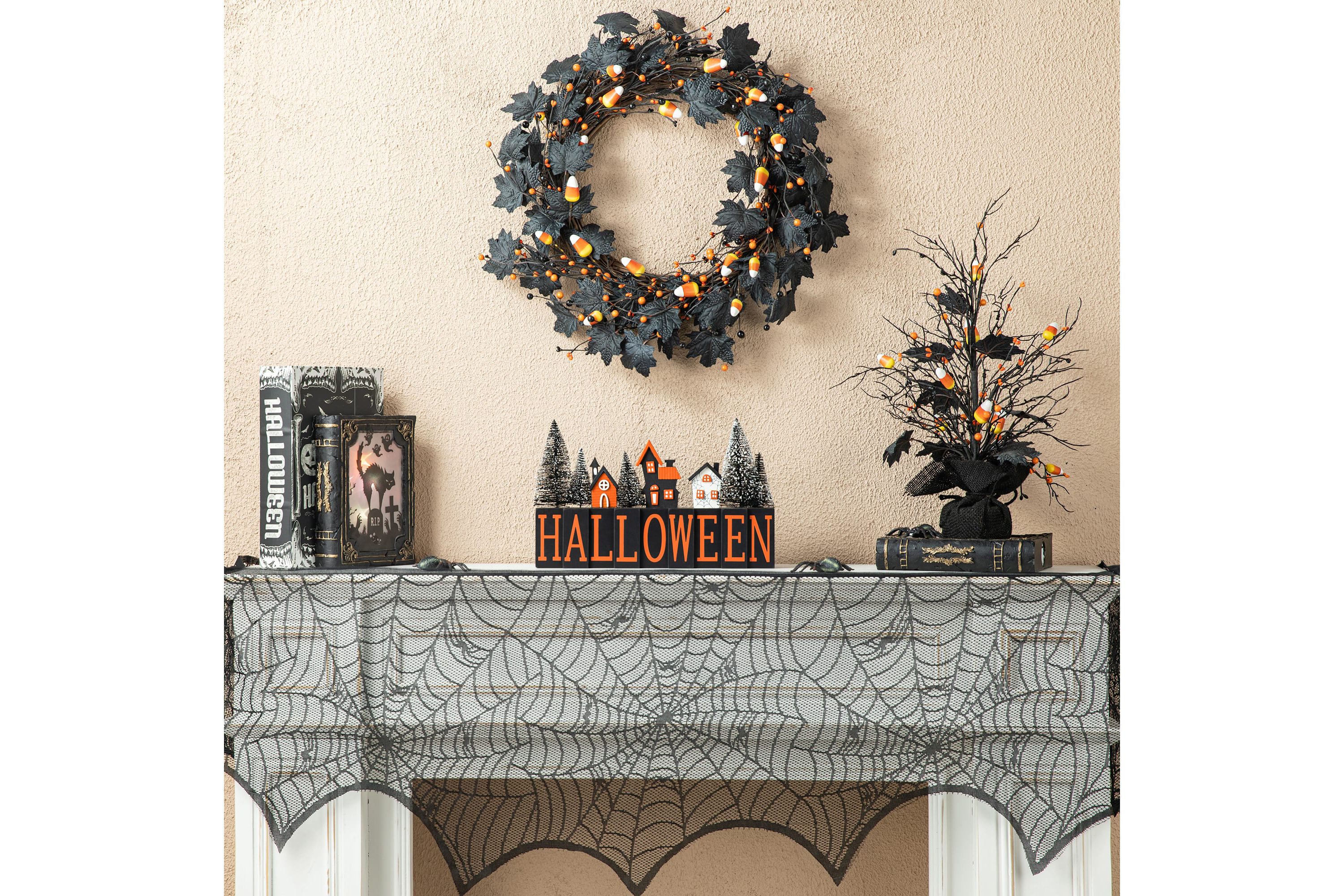 14"L Halloween Wooden "HALLOWEEN" Haunted House Table Sign