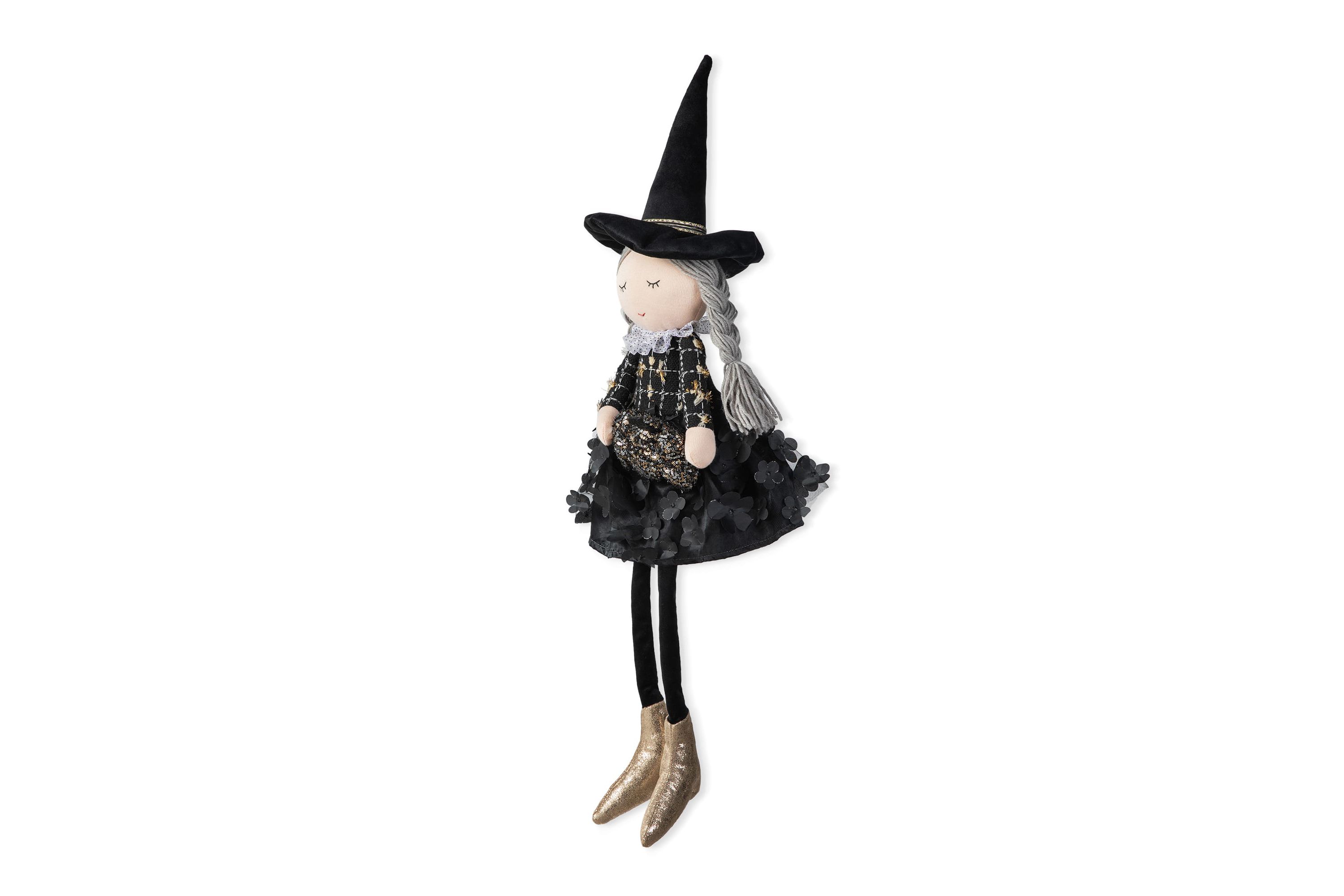 29“H Halloween Fabric Dressed Witch Sitter