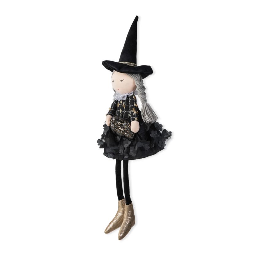 29“H Halloween Fabric Dressed Witch Sitter