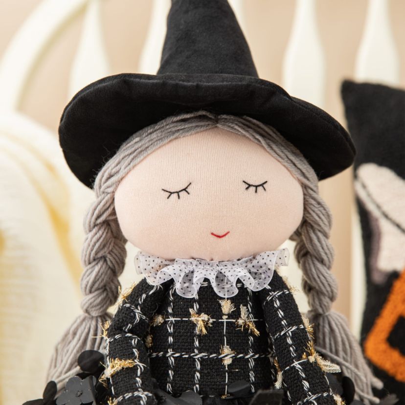 29“H Halloween Fabric Dressed Witch Sitter