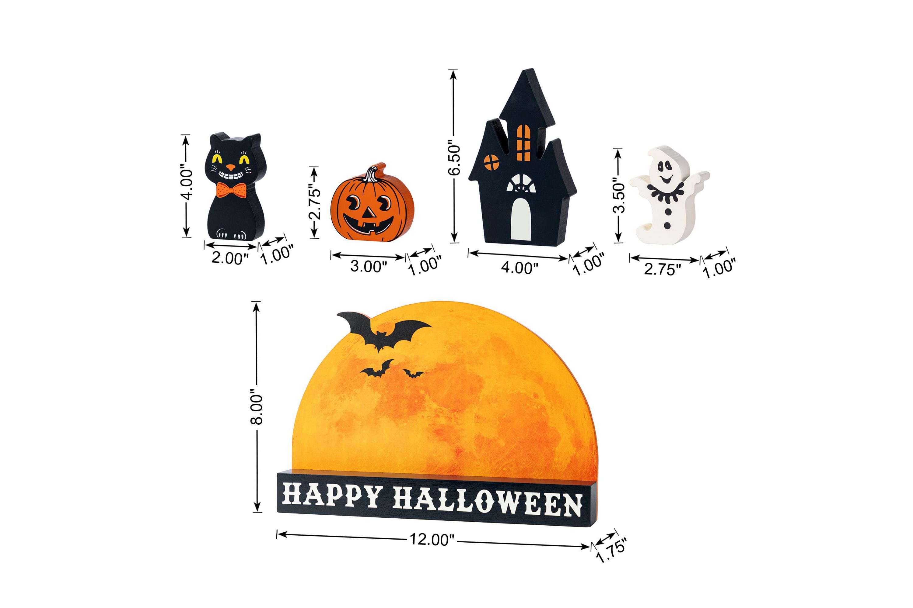 12"L S/5 HAPPY HALLOWEEN Wooden Table Block
