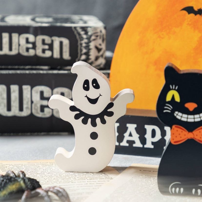 12"L S/5 HAPPY HALLOWEEN Wooden Table Block