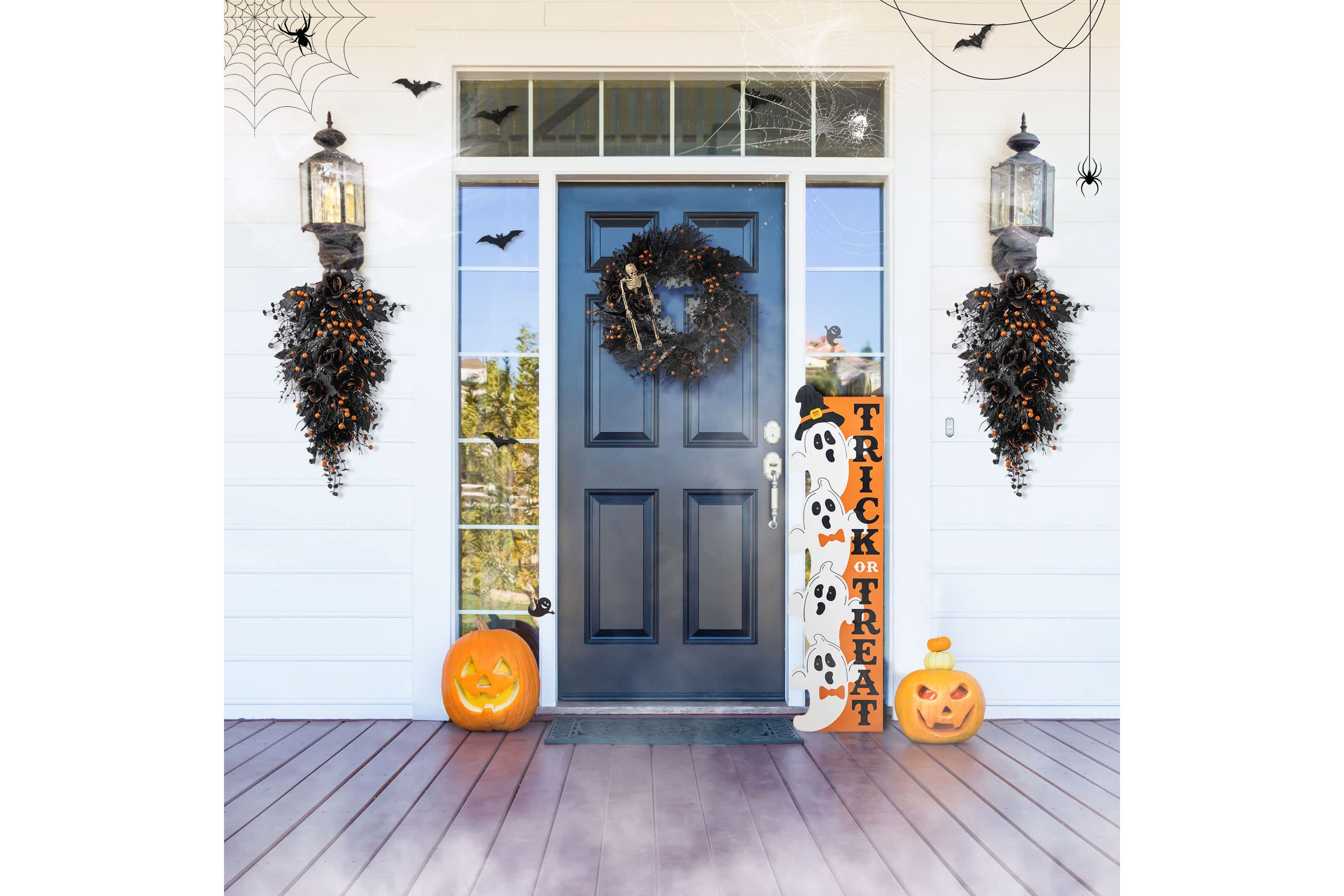 28"H Halloween Black Rose and Berry Swag Includes a Complimentary Black Metal Wreath Hanger