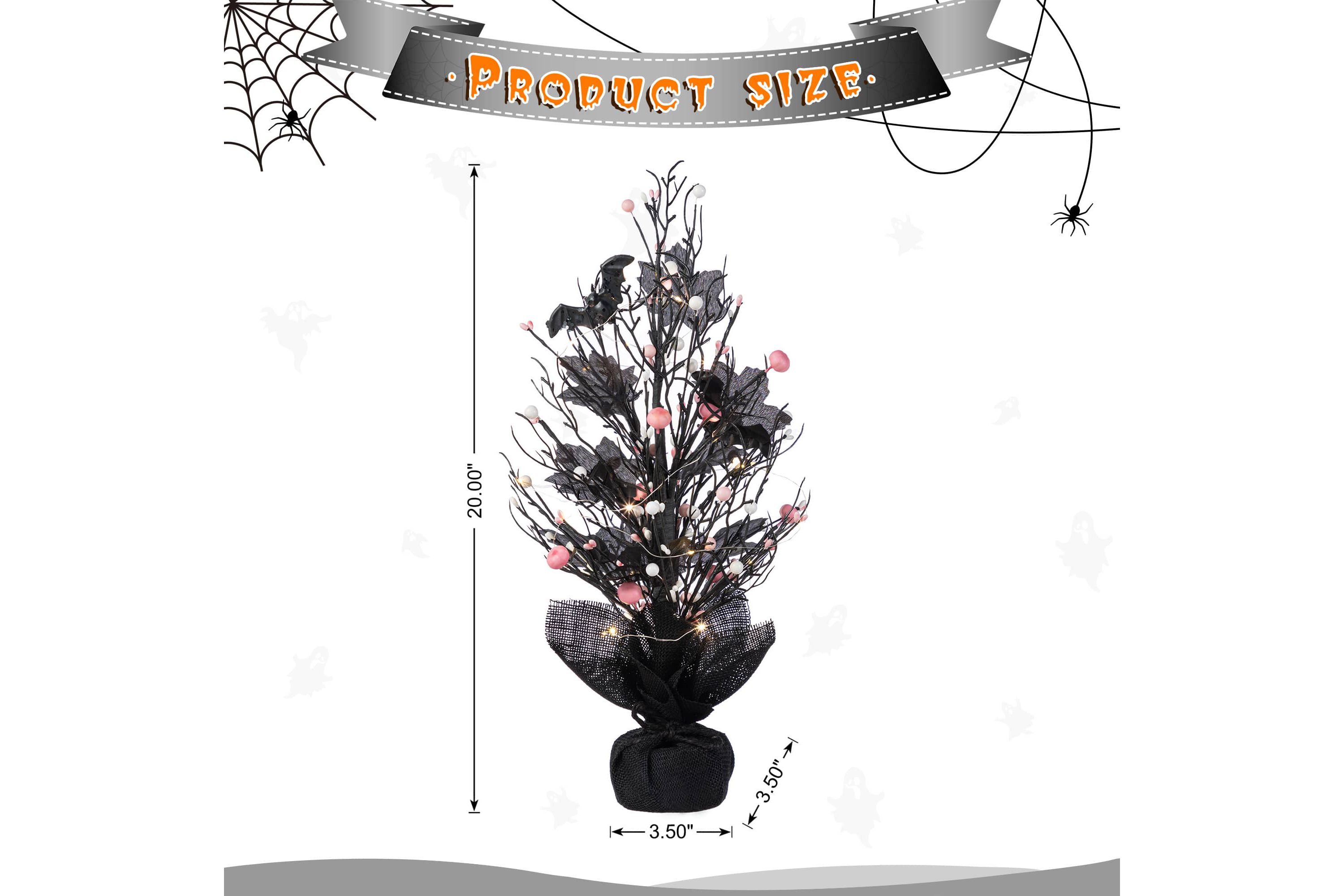 20"H Lighted Pink Halloween Berries Table Tree