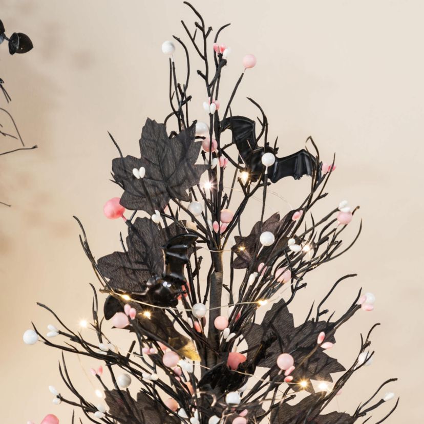 20"H Lighted Pink Halloween Berries Table Tree