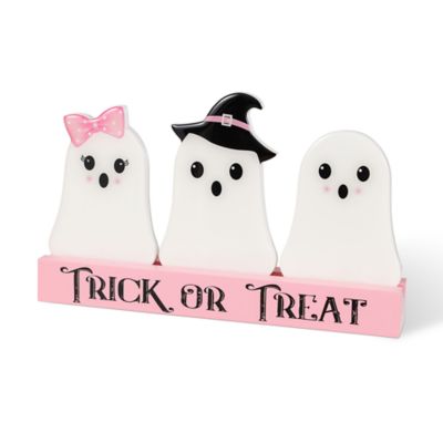 Glitzhome 10"L Halloween Wooden Epoxy Ghosts Table Decor
