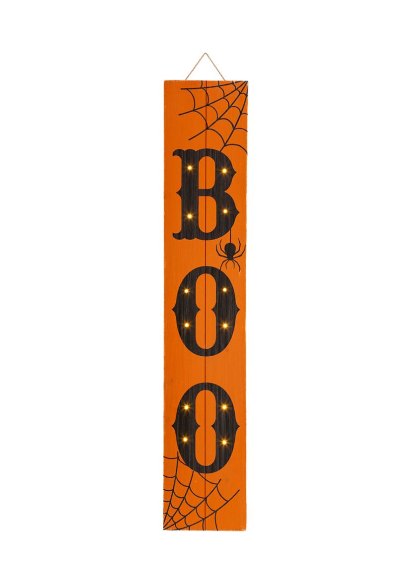 Lighted Wooden BOO Porch Sign