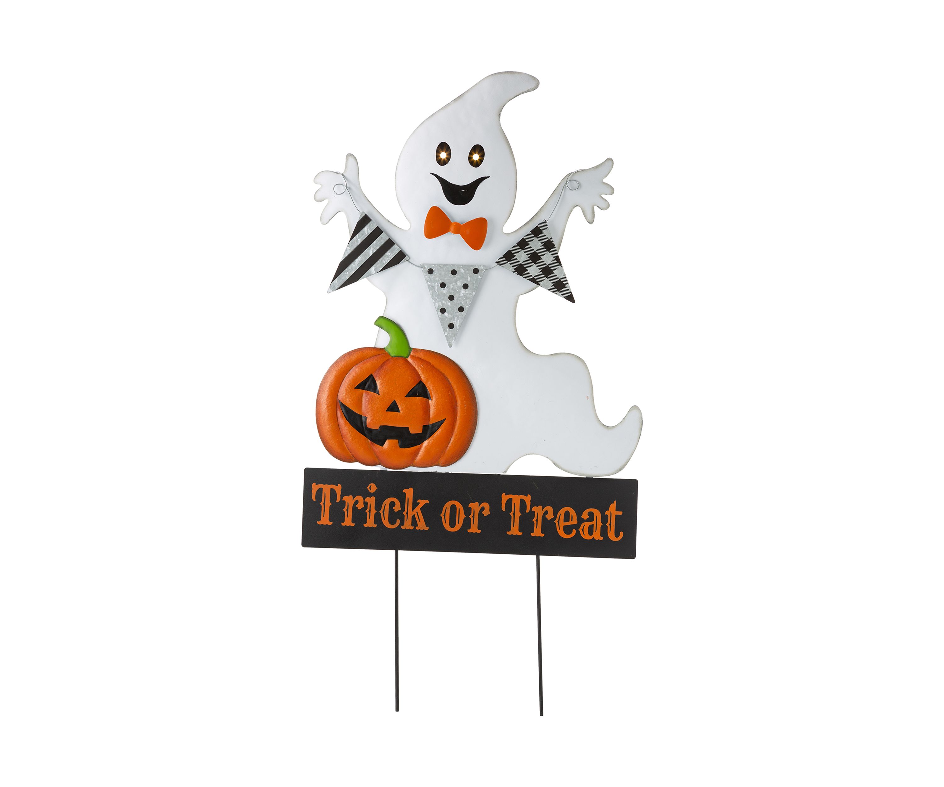 Lighted Halloween Metal Ghost Yard Stake or Hanging Décor